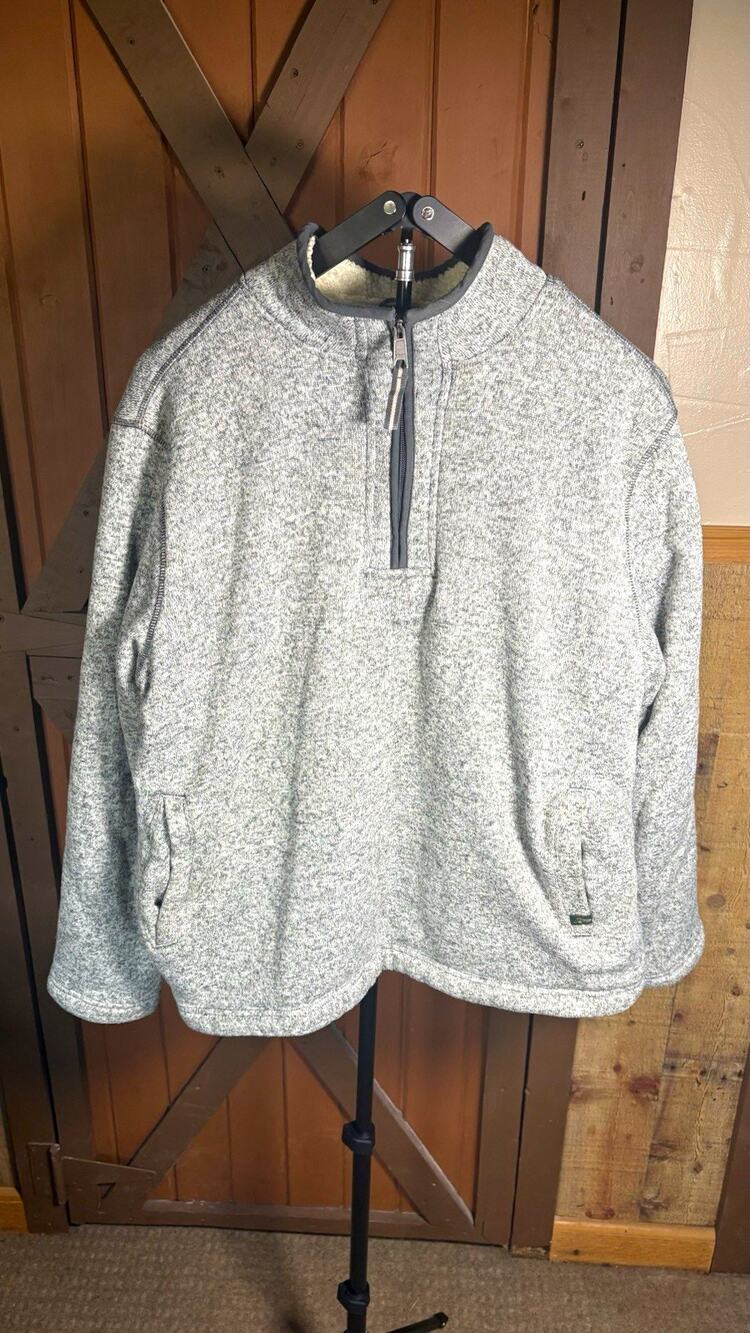 Orvis Classic Collection Men’s Large Gray Sherpa Lined Quarter Zip Pullover